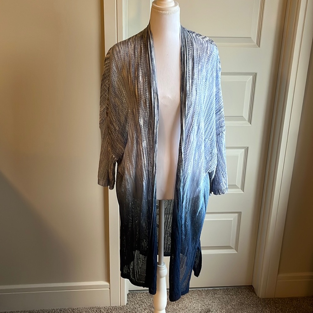 Size L. Multi Blue Colored Light Sweater/Cover Up